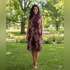 Nanette Lepore Cherry blossom flower dress size 8 pleated event wedding